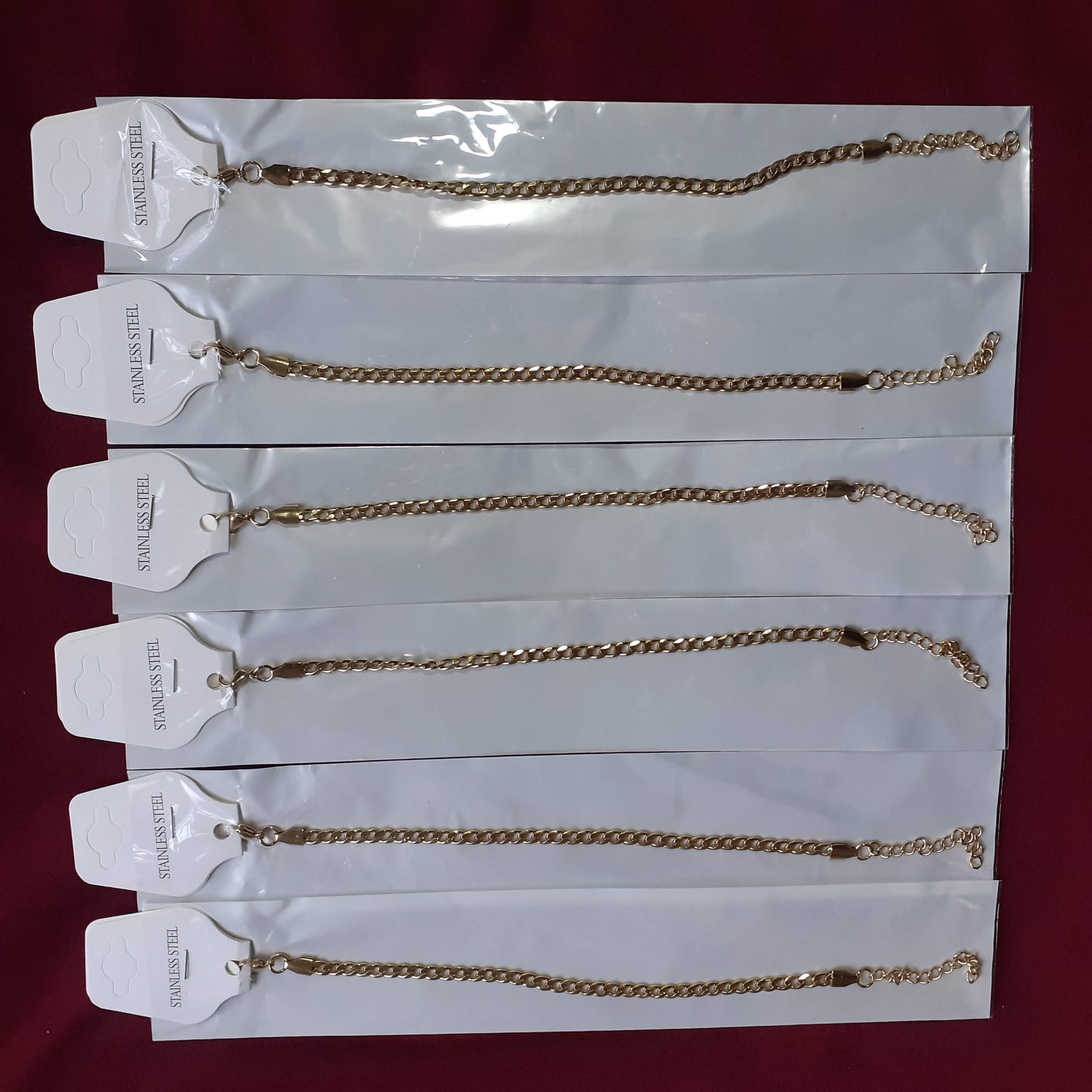 12 Pulseras doradas de cadena de acero inoxidable (25 cm)
