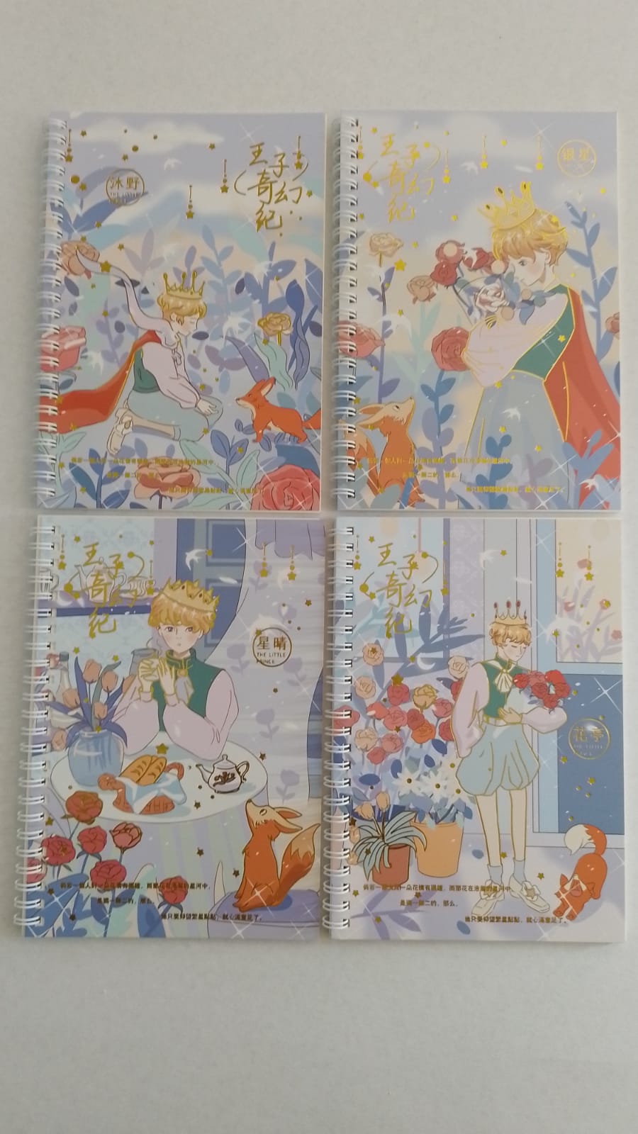 Paquete con 5 Cuadernos  de Notas Kawaii The Litle Prince   con pasta dibujos animados y hojas de raya