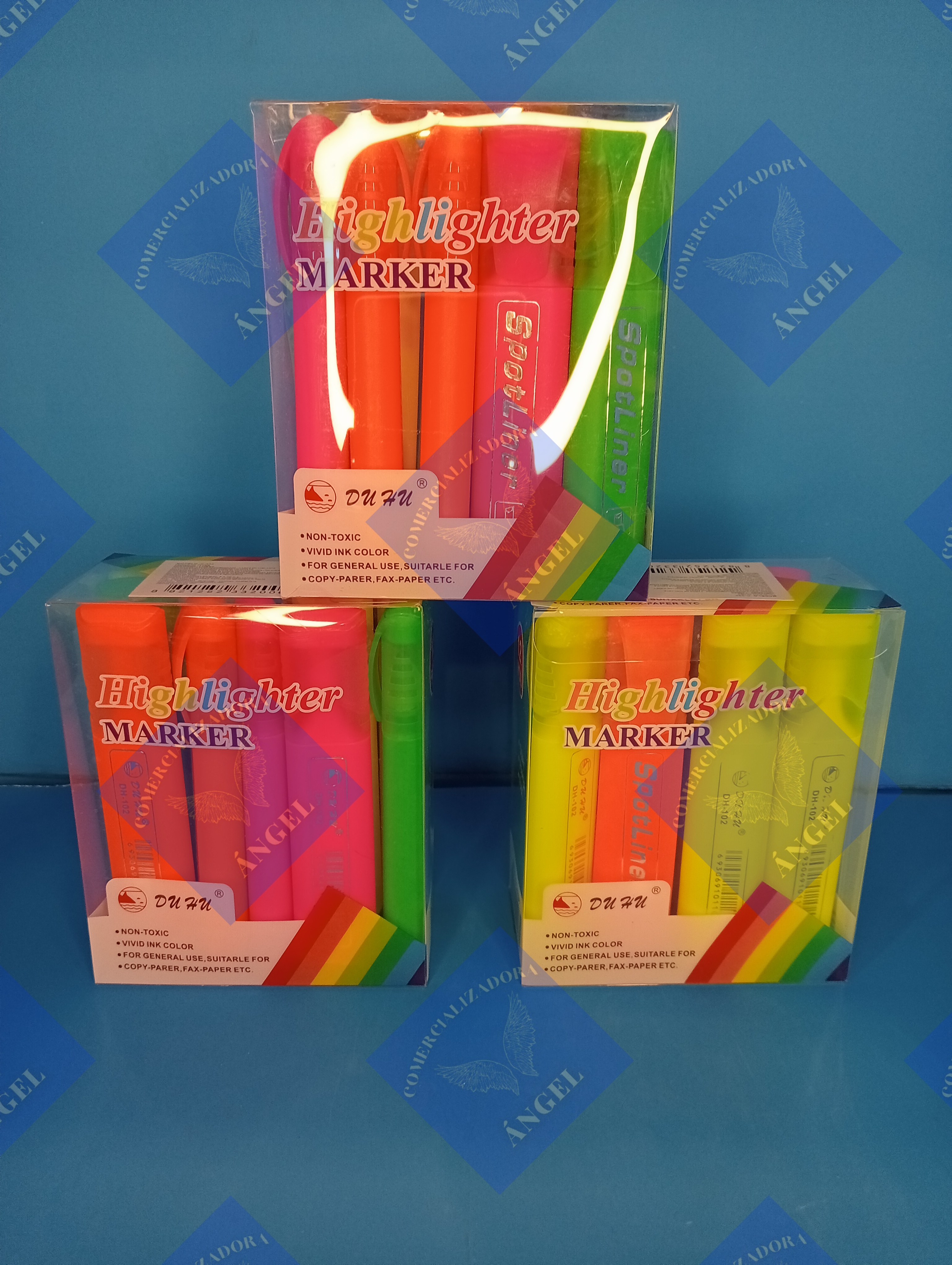 Paquete de 3 Cajas con 12 marca textos con colores surtidos 