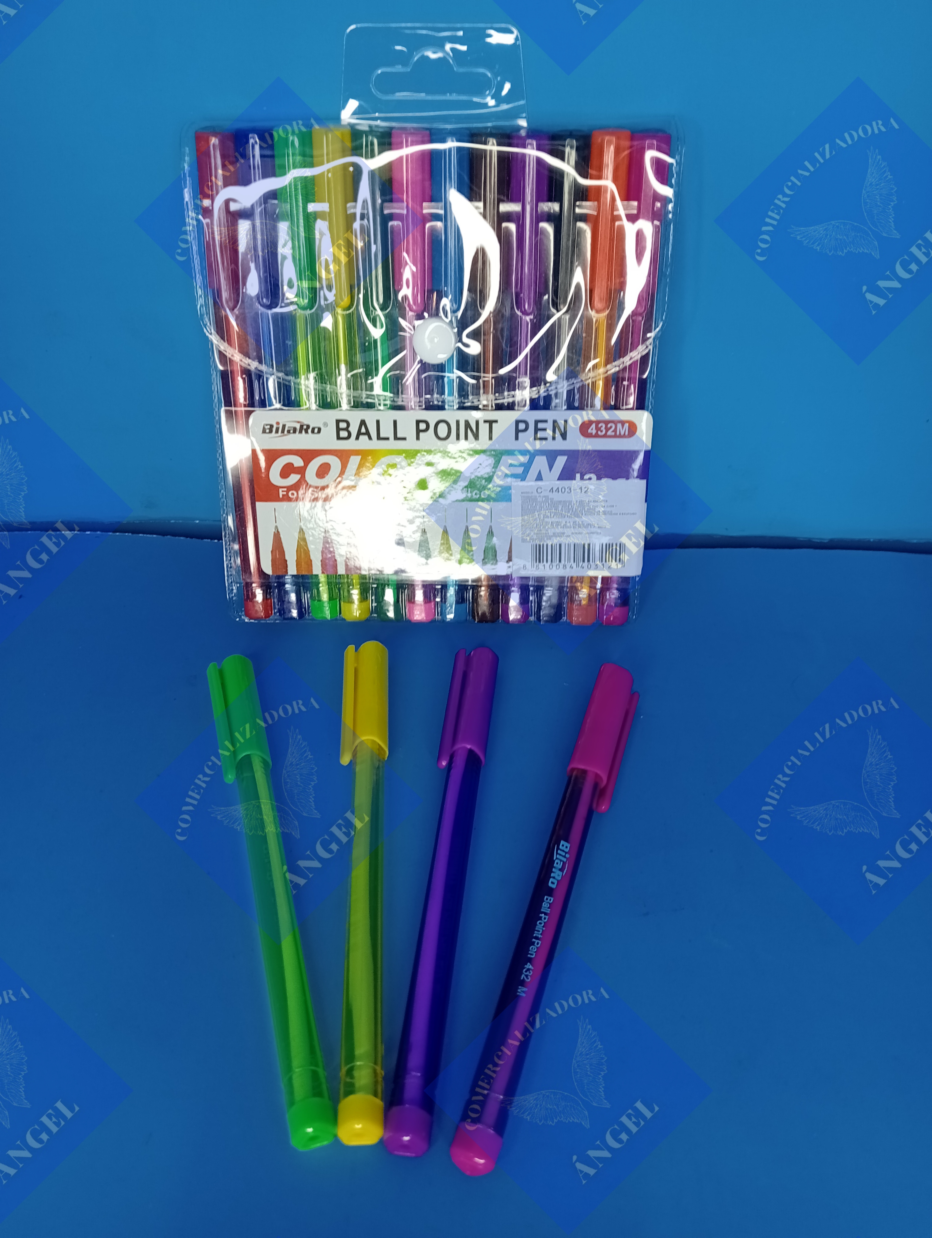 Paquete con 6 Juego de 12 bolígrafos tipo kilométrico de colores