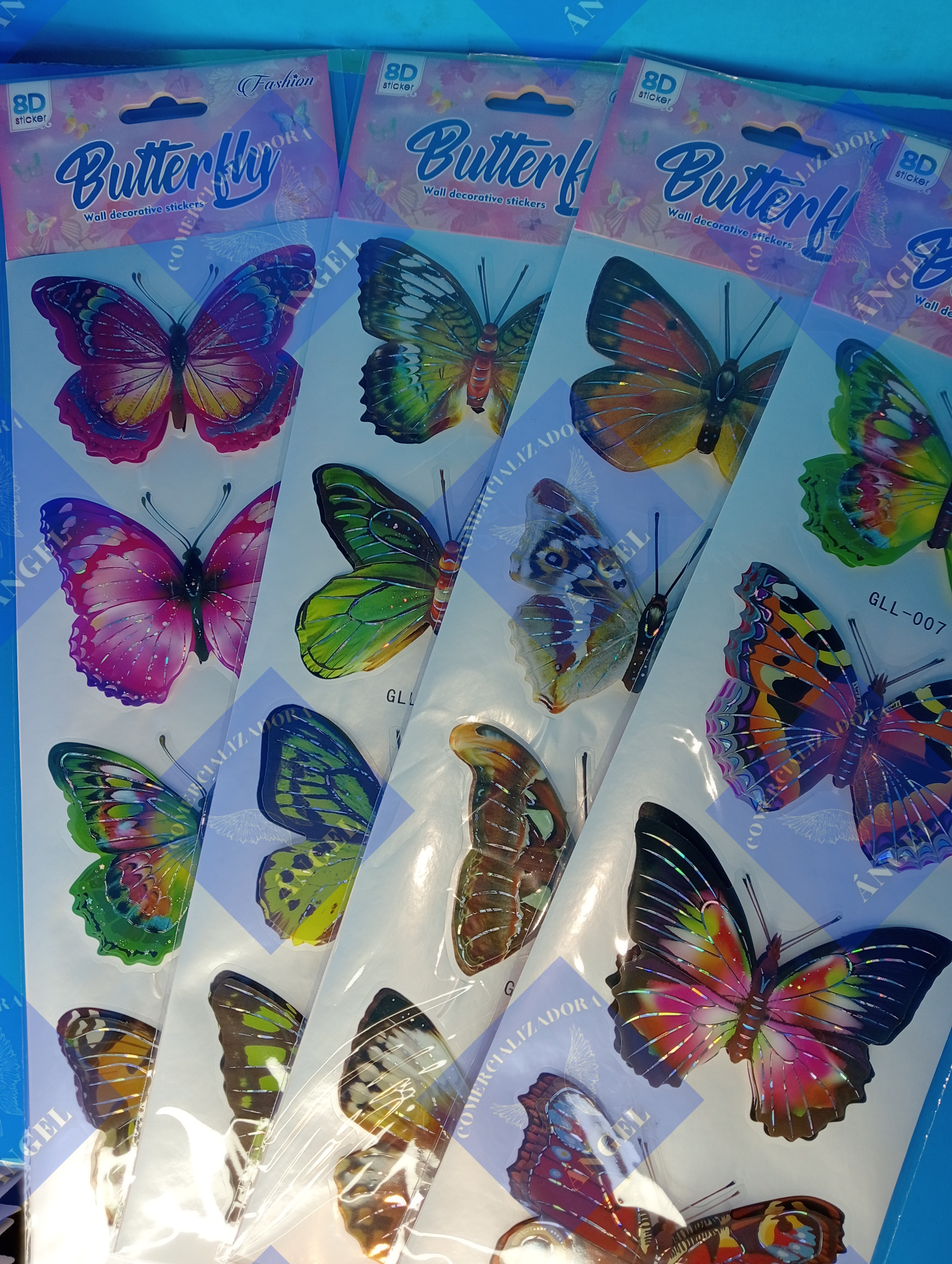 Paquete de 2 docenas de blister de 4 mariposas 3D 