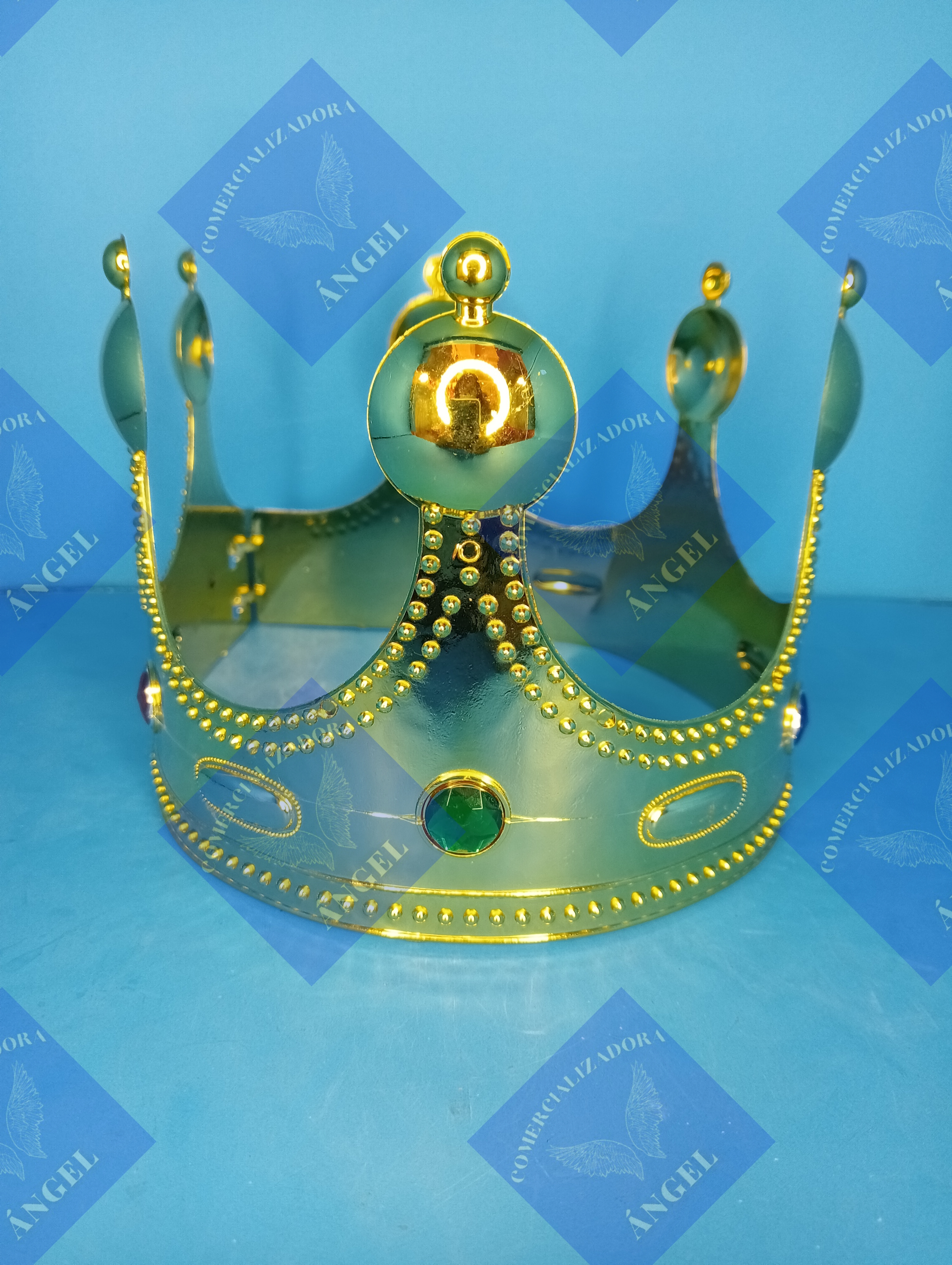 Paquete de 12 coronas de rey doradas 